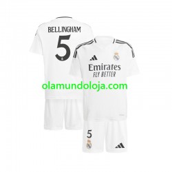 Camisola Real Madrid Jude Bellingham 5 Criança Equipamento Primeiro 2024-2025 Manga Curta